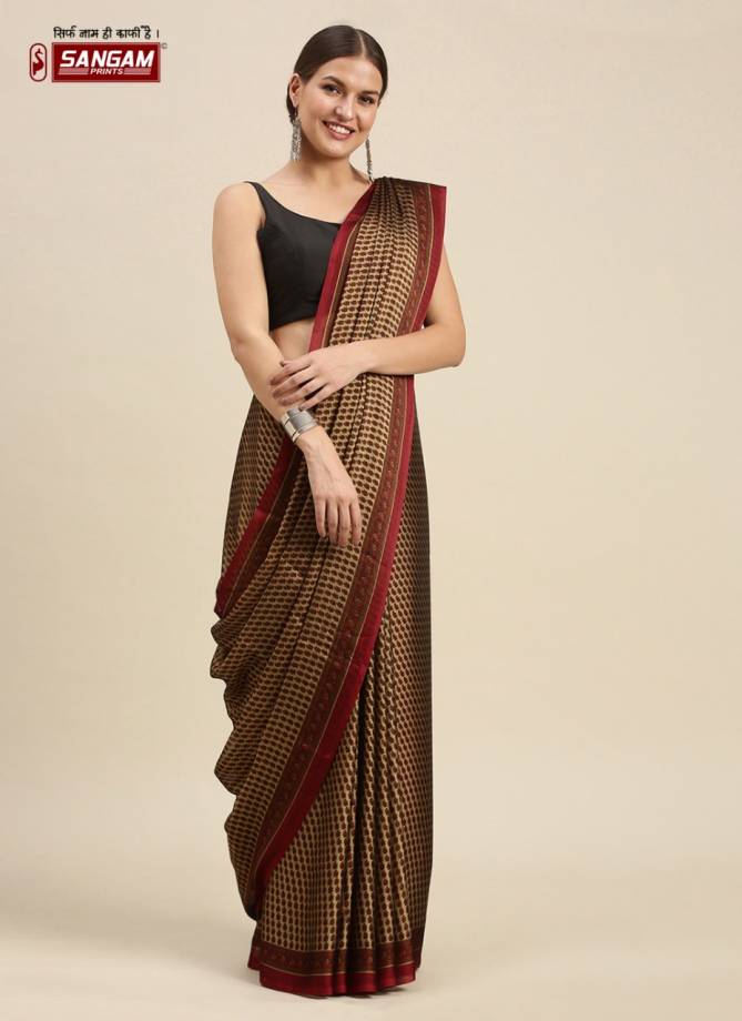 Sangam Peacock Regular Wear Crepe Silk Printed Saree Collection